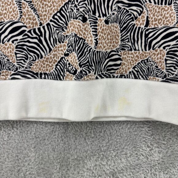 J Crew Sweater Womens S Brown Zebras Novelty Print Terry Crew Neck Long Sleeve - Picture 14 of 15